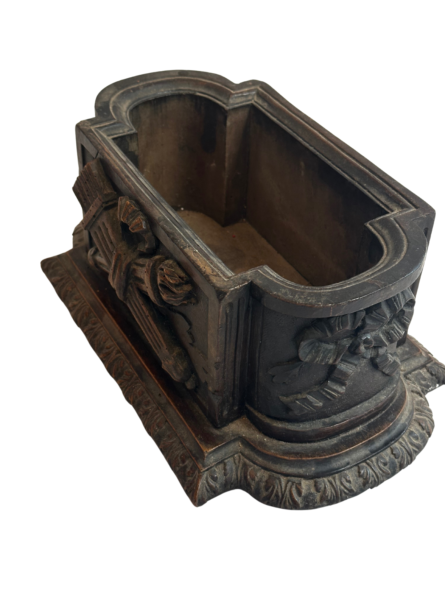 19th Century French Black Forest Style Carved Jardiniere with Musical Motif