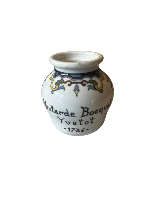 Vintage French Mustard Pot - Moutarde Bocquet Yvetot 1735 (Normandy)