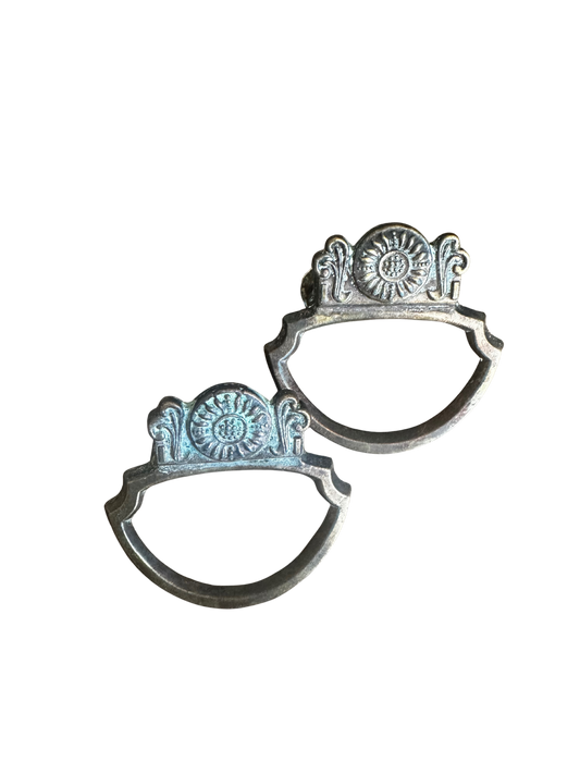 Pair of Drawer Pulls with Medallion in Center