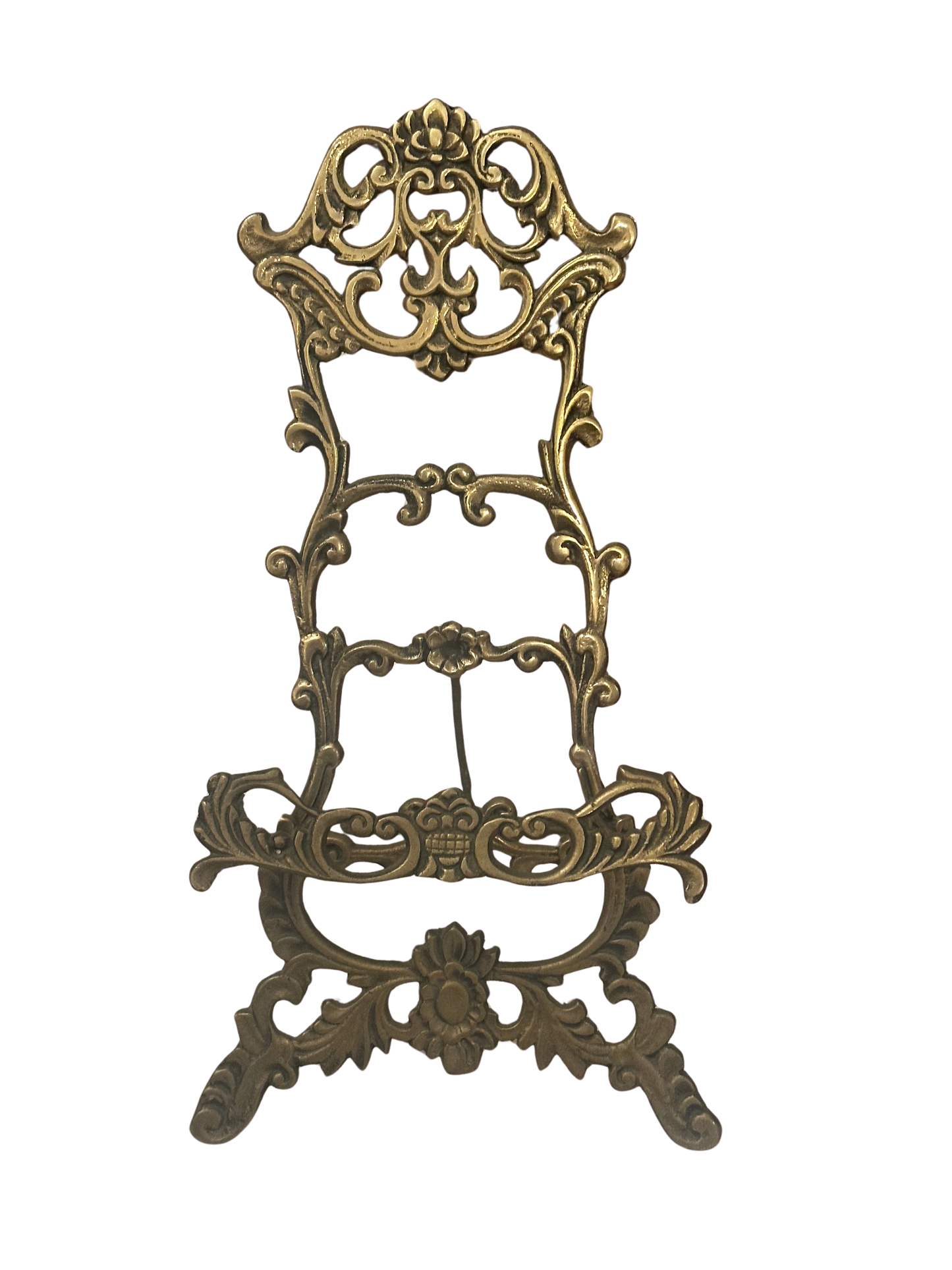 Ornate Victorian Rococo Revival Brass Display Easel Stand