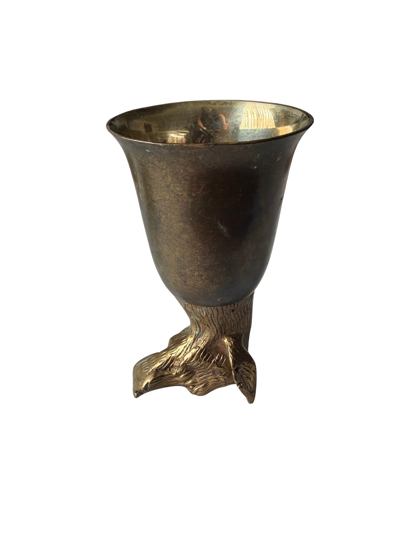 Vintage Brass Fox-Head Stirrup Cup or Hunting Goblet