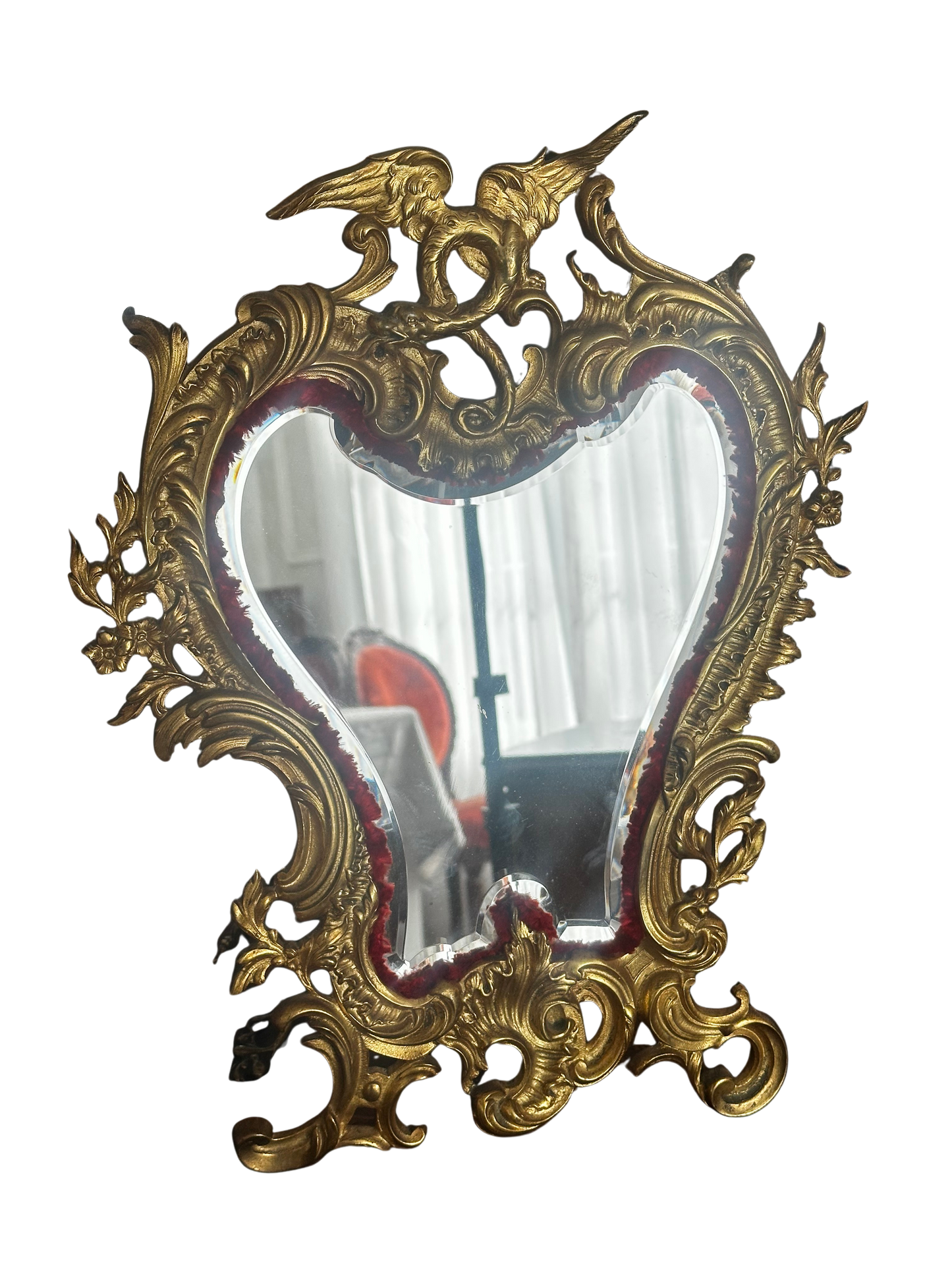 Antique French Table Mirror with Griffin Crest