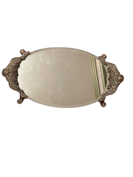 Vintage Brighton Mirror Tray with Silver Handles