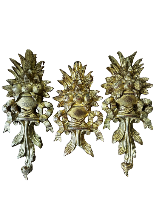 Continental 20th C Set of Three Architectural Louis XVI Style Wall Trophies