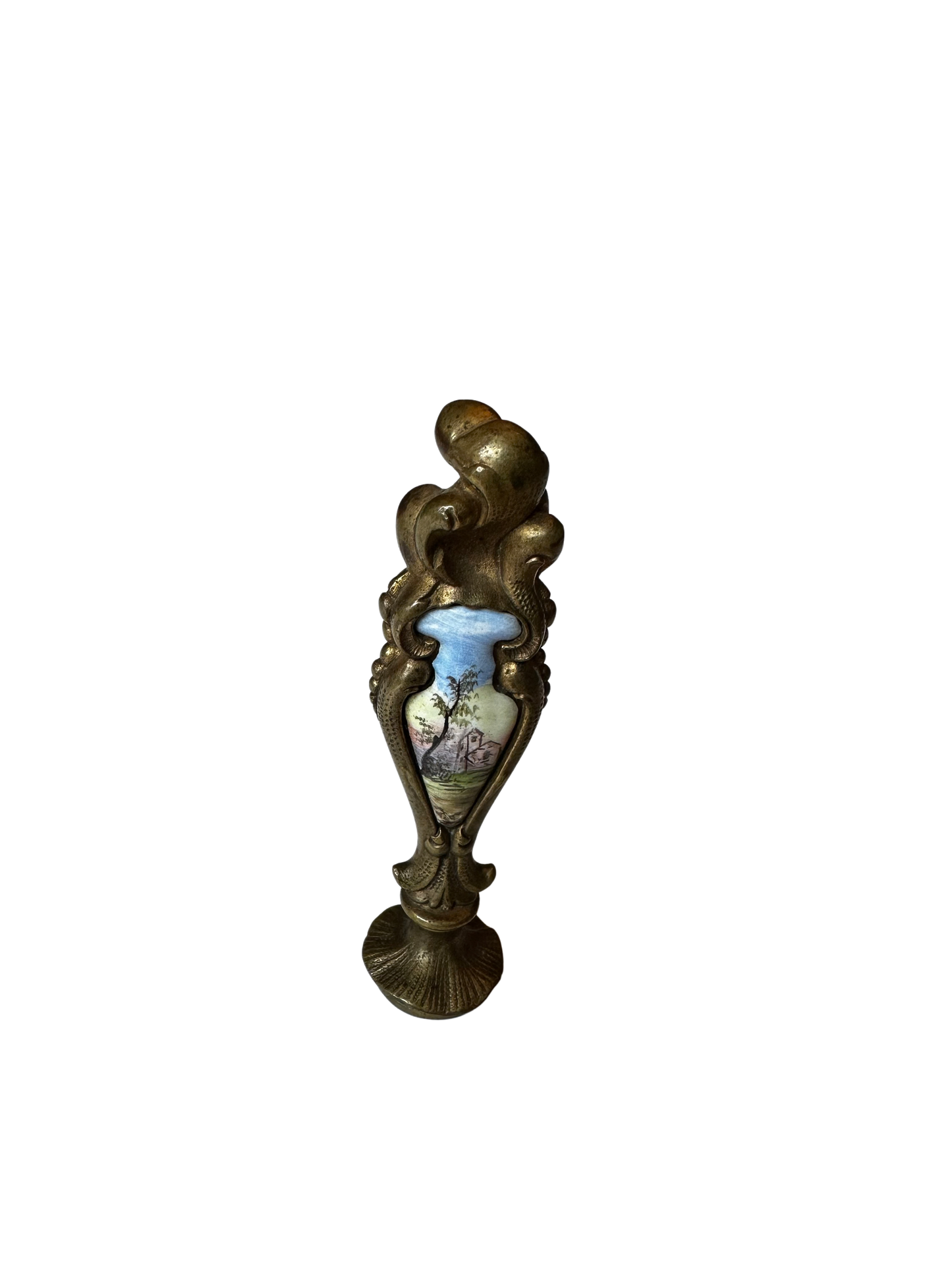 Antique French Gilt Bronze and Hand-Painted Porcelain Wax Seal
