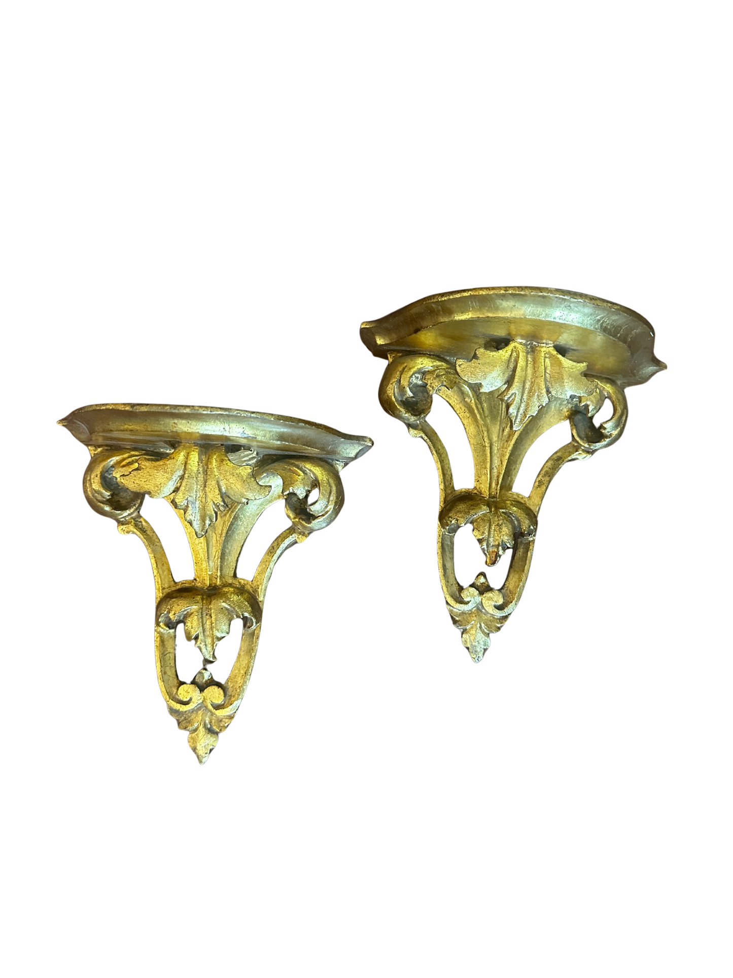 Pair of Antique Giltwood Architectural Wall Brackets/Shelves (Louis XV Style)