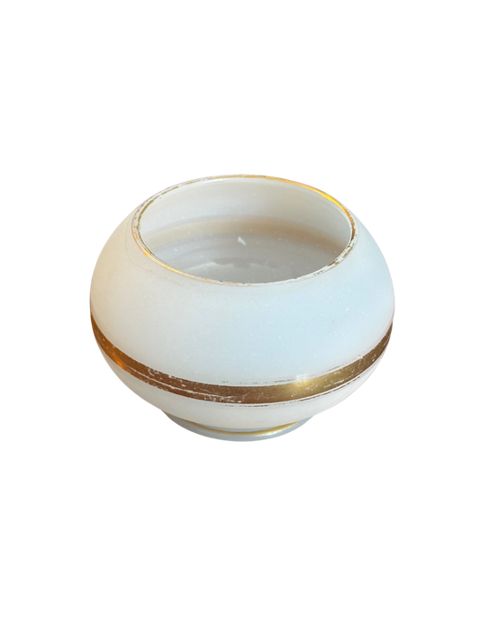 Antique Frosted Opaline Bowl with Transfer Gilding