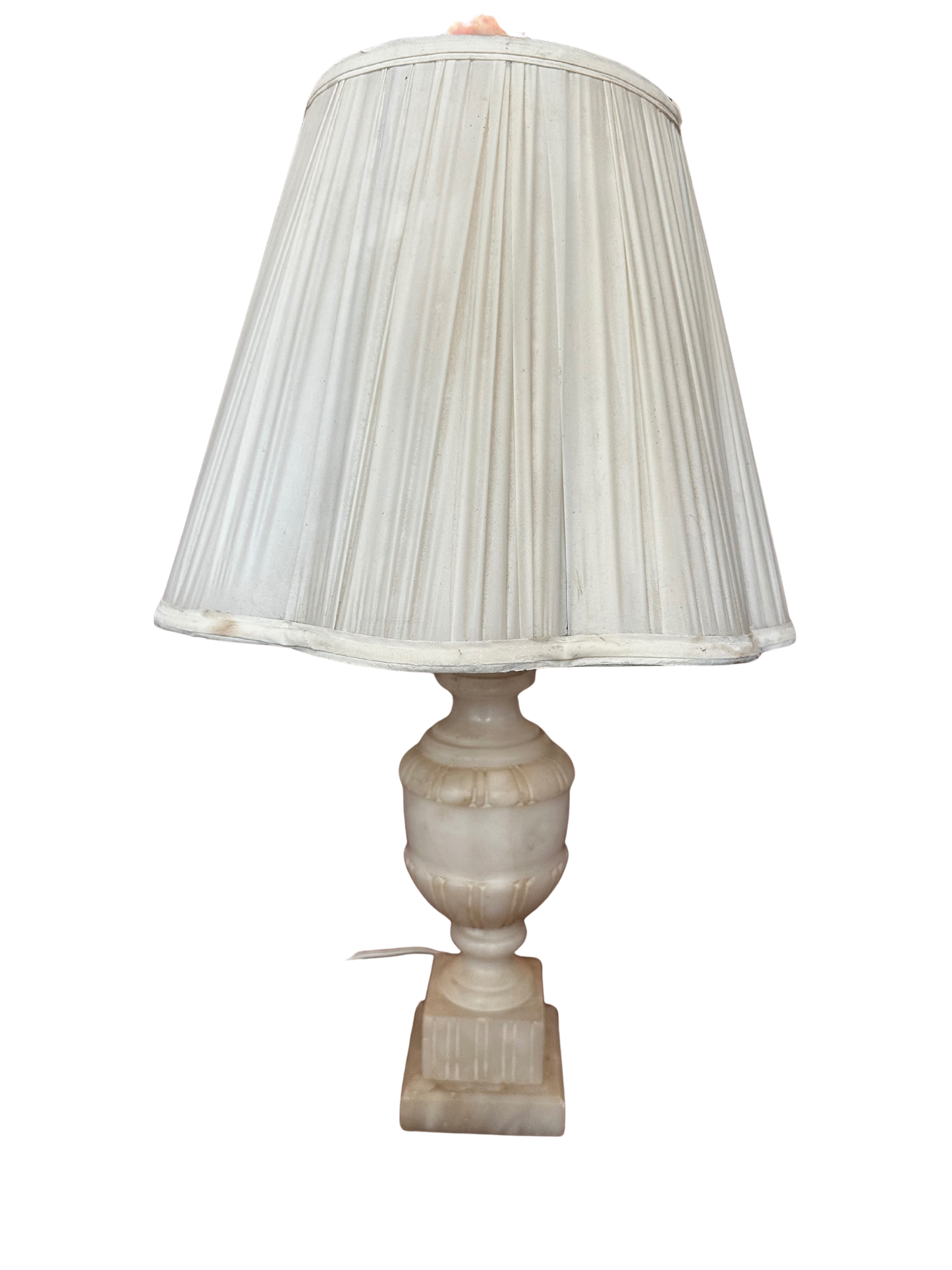 Medium Alabaster Lamp with Large White Shade