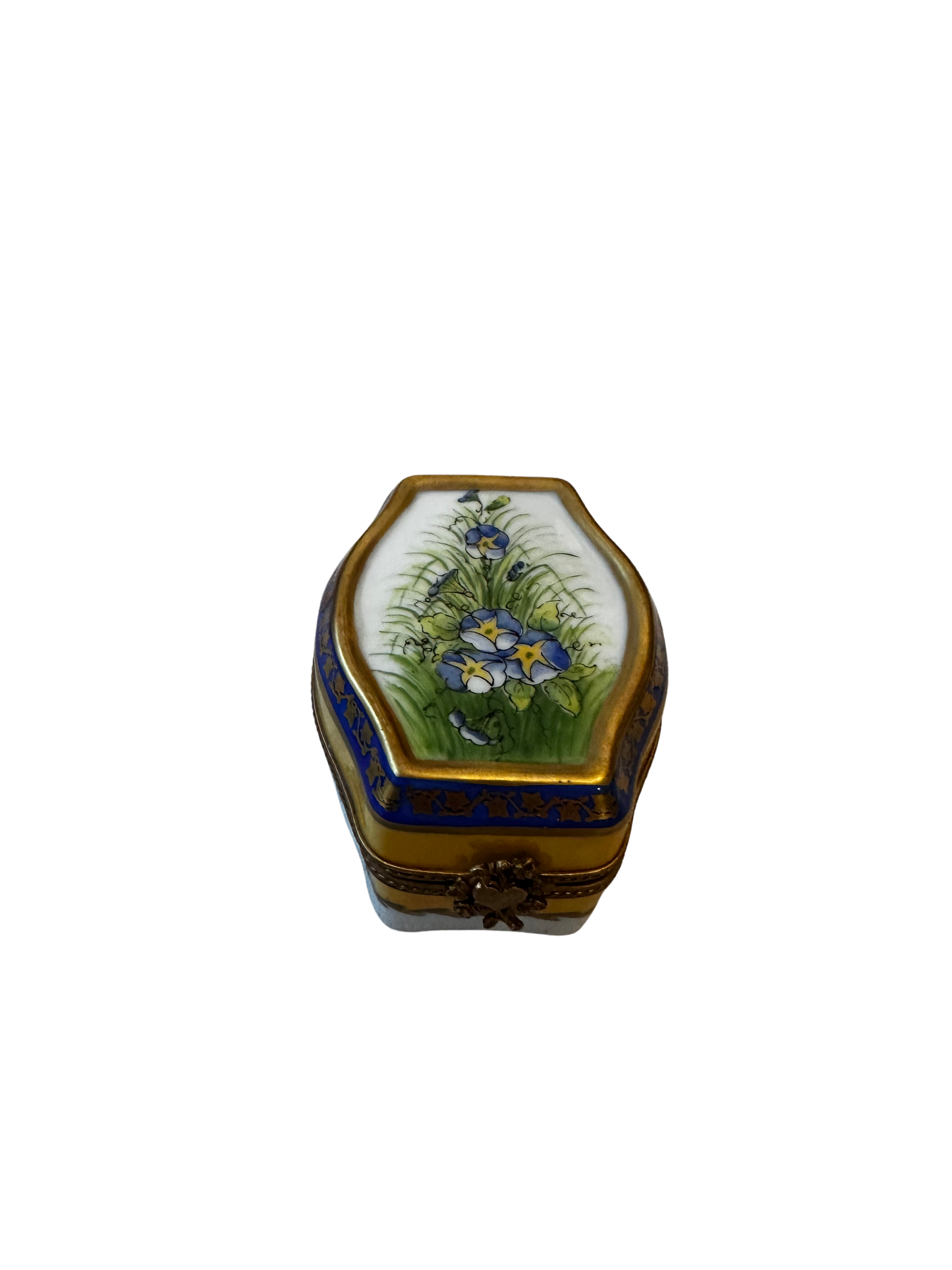 Hand-Painted Limoges Porcelain Perfume Casket with Glass Flacon