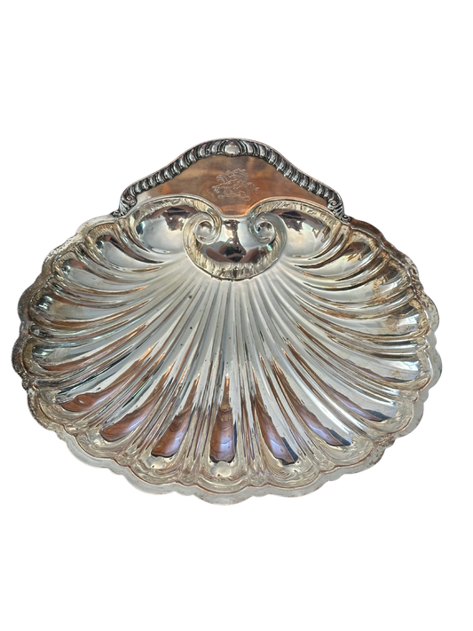 Friedman Silver Company Silver Shell Bowl Plate with Lion Passant and Serpent Feet