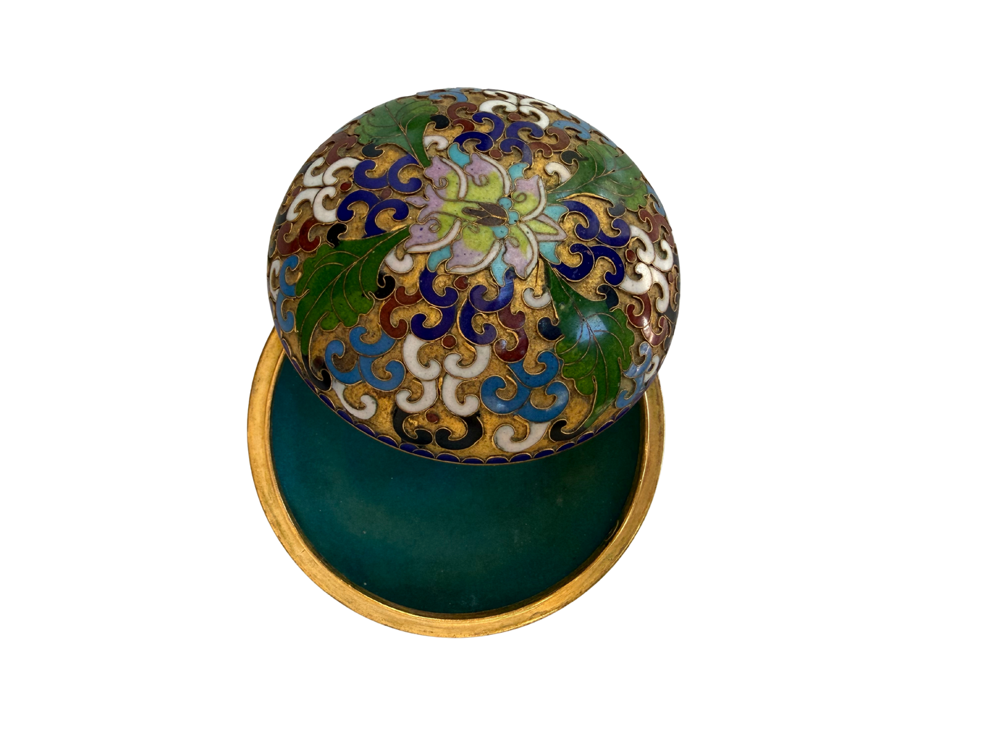 Vintage Chinese Cloisonné Enamel Floral Lidded Box with Gilt Ground, Mid-20th Century