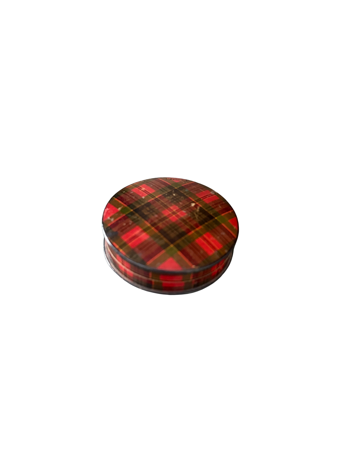 Antique Mauchline Ware Tartan Ware Round Box, McPherson Tartan