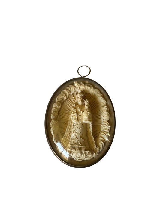 19th C Chalk Reliquary of Madonna and Child