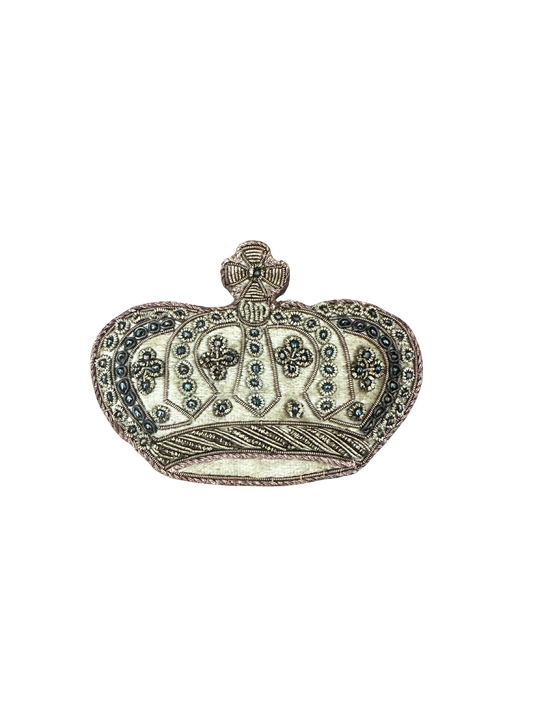 19th C (Possibly 18th C) Metallic Embroidered Crown Applique