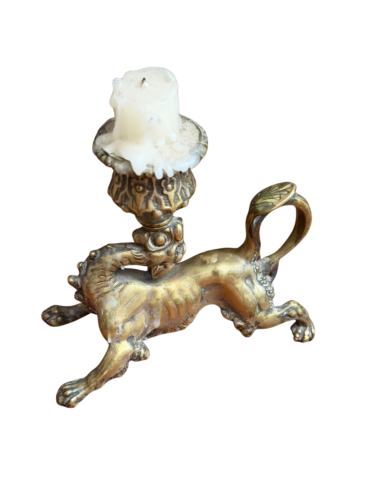 19th Century Brass Dragon / Grotesque Figural Candlestick