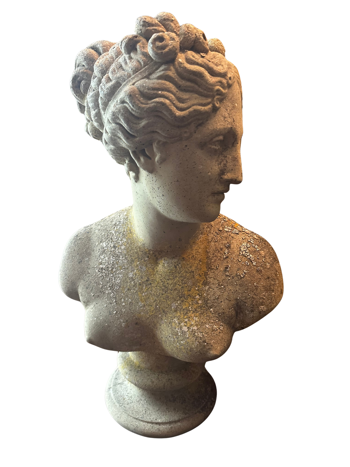 Monumental Classical Cast Stone Garden Bust of Venus / Classical Goddess