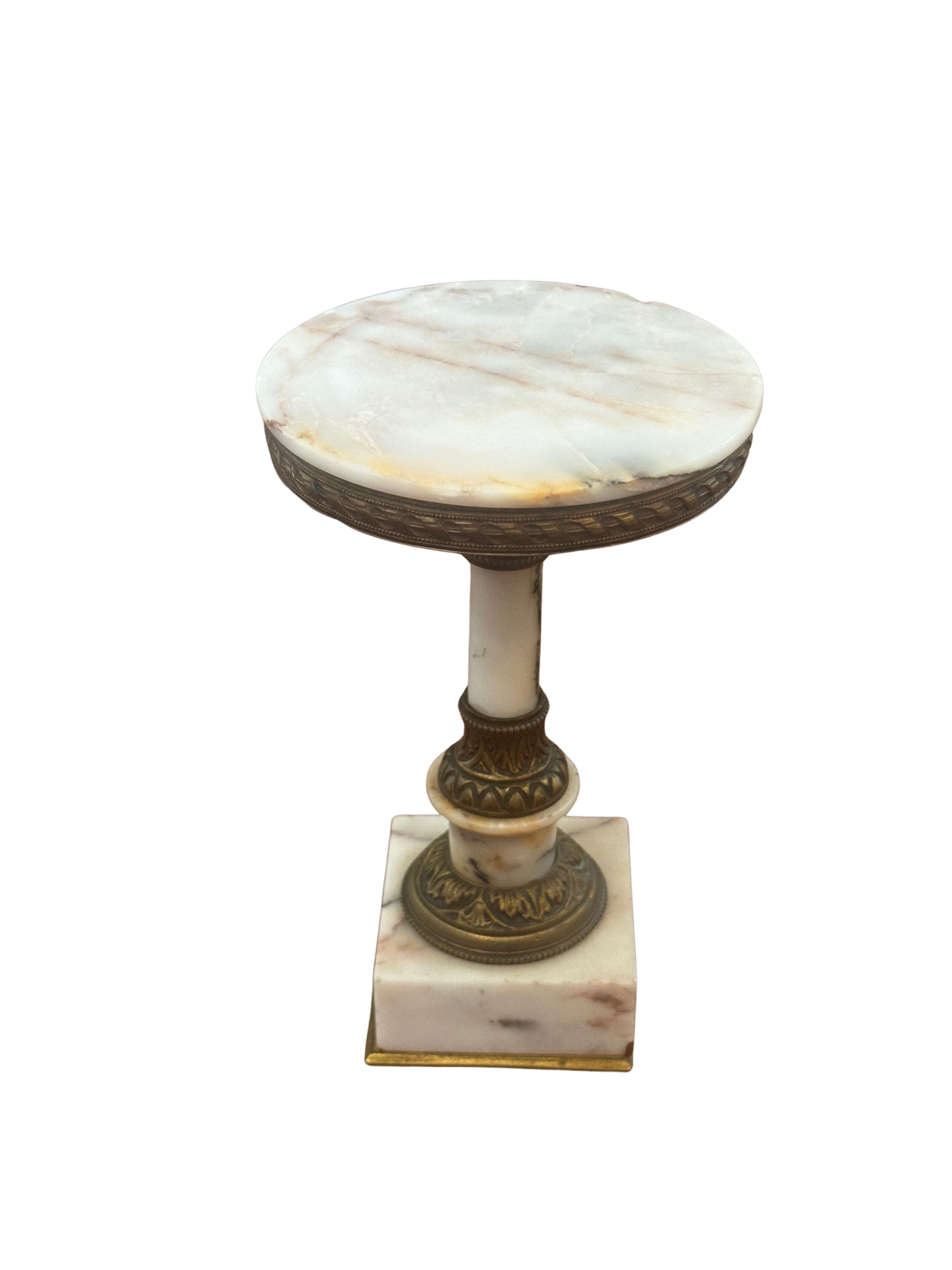 Neoclassical Marble and Brass Pedestal Display Stand