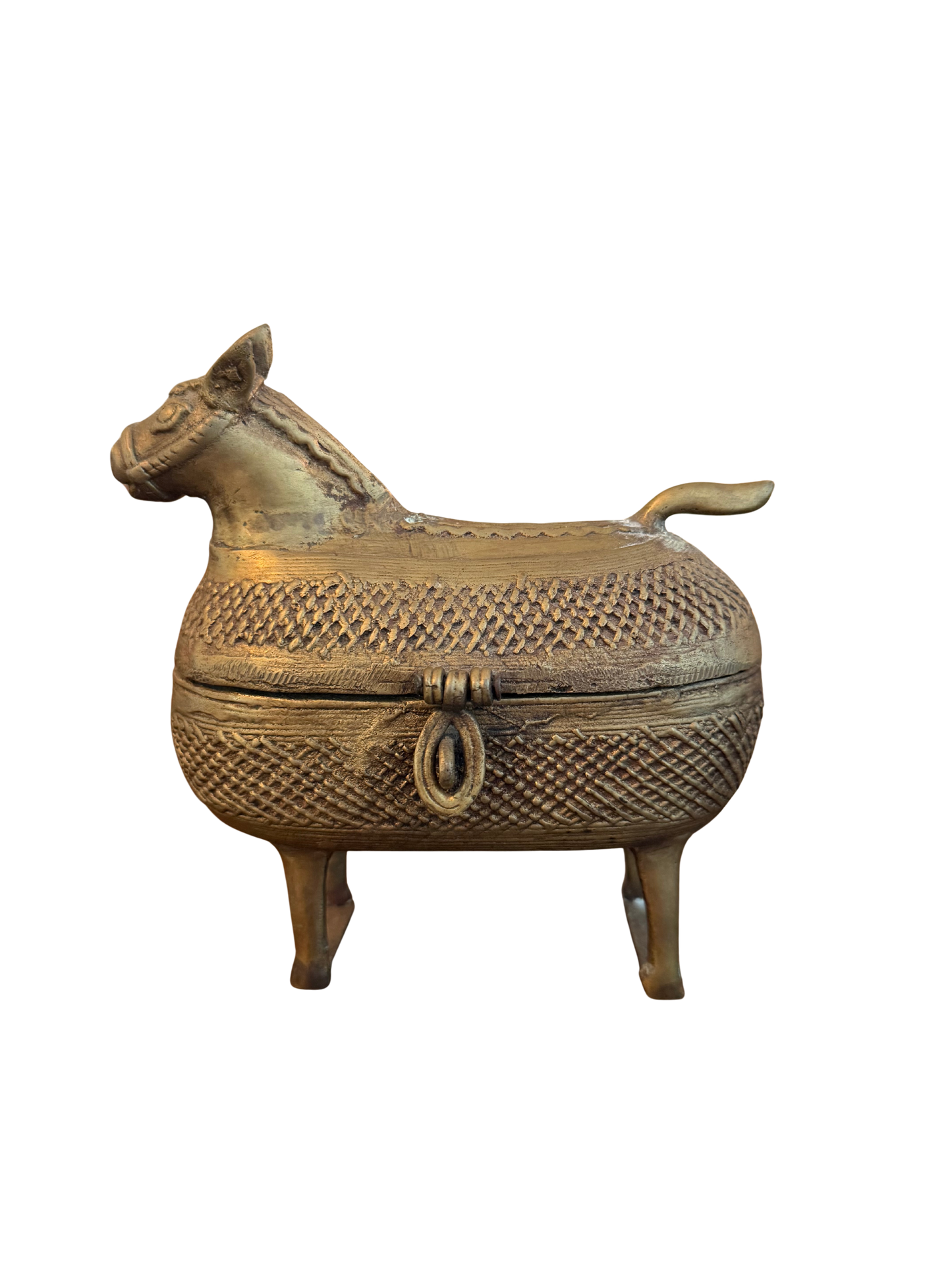 Cast Brass Horse-Form Casket (Dhokra)