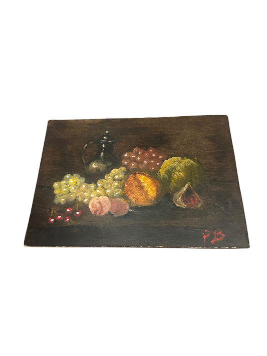 Small Oil on Board of Fruit Still Life (Signed PB)