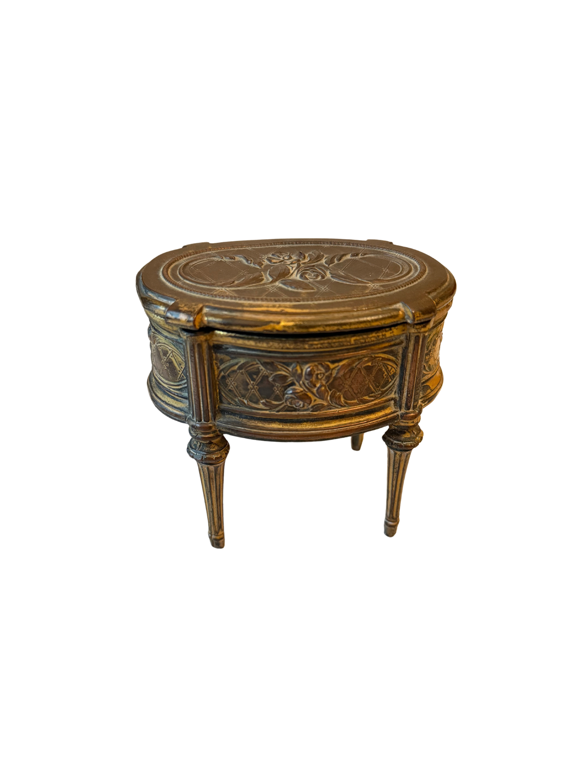 Gilded Metal Jewelry Casket with Long Legs
