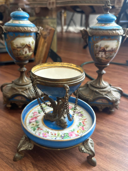 19th C Set of 3 Sevres Garniture Set (Damaged)