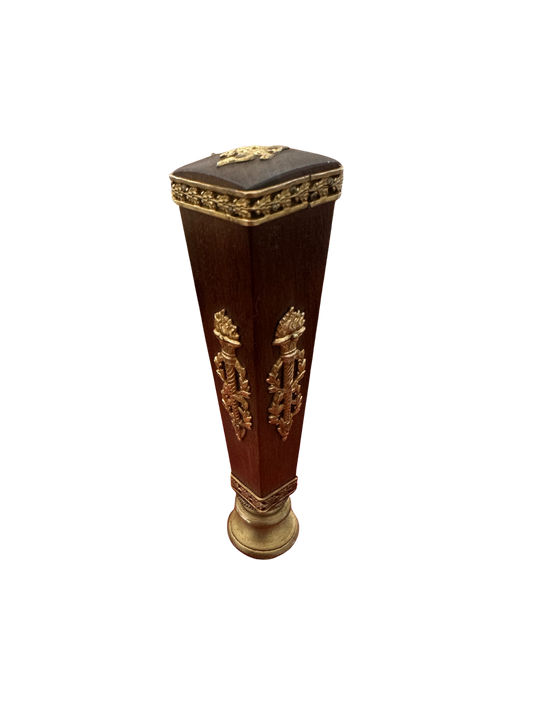 French Imperial Mahogany Wax Seal with Ormolu Torch Motif and Eagle (Circa 1810-1855)