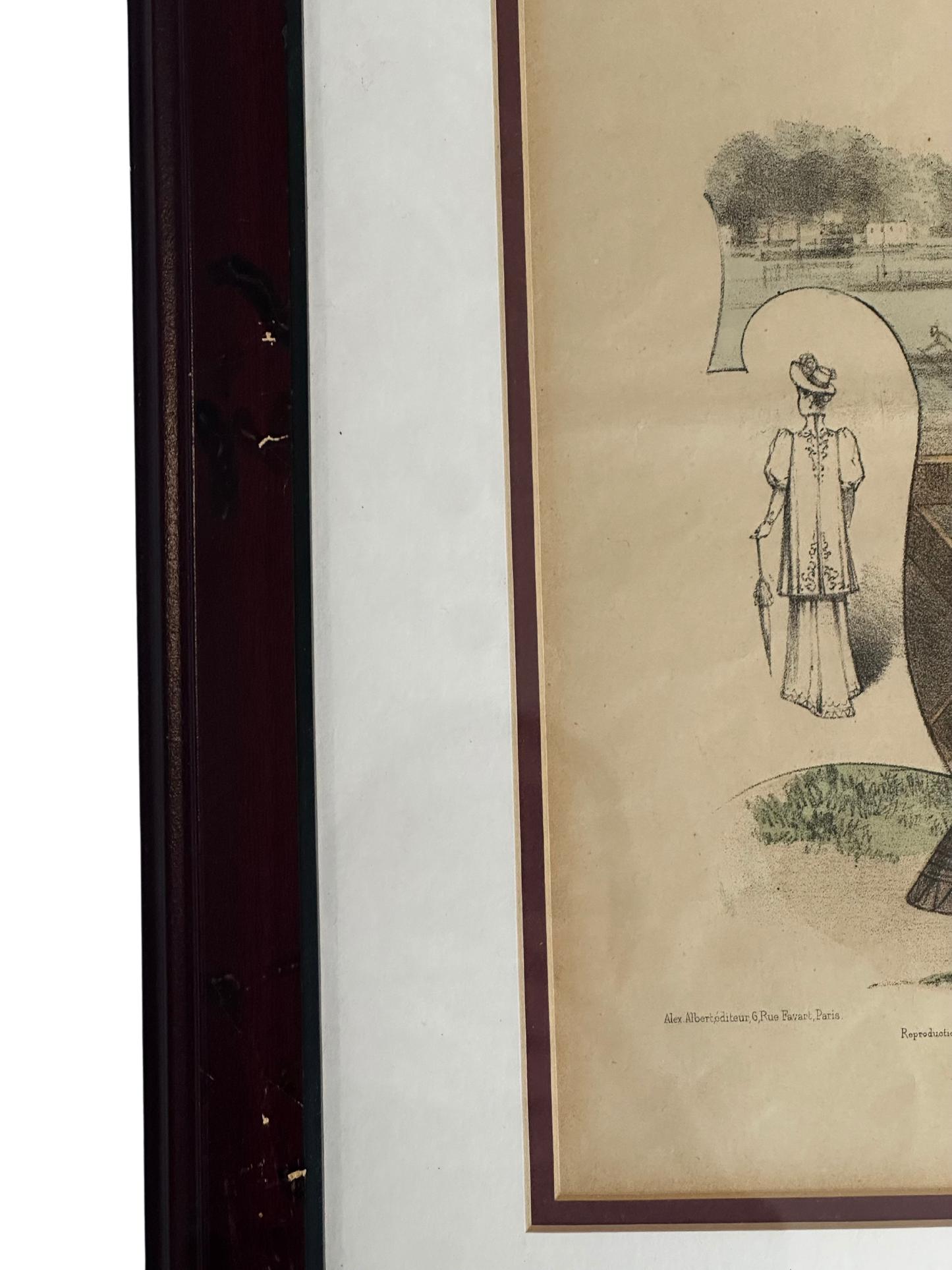 Antique Parisian Fashion Print - Woman with a Parasol