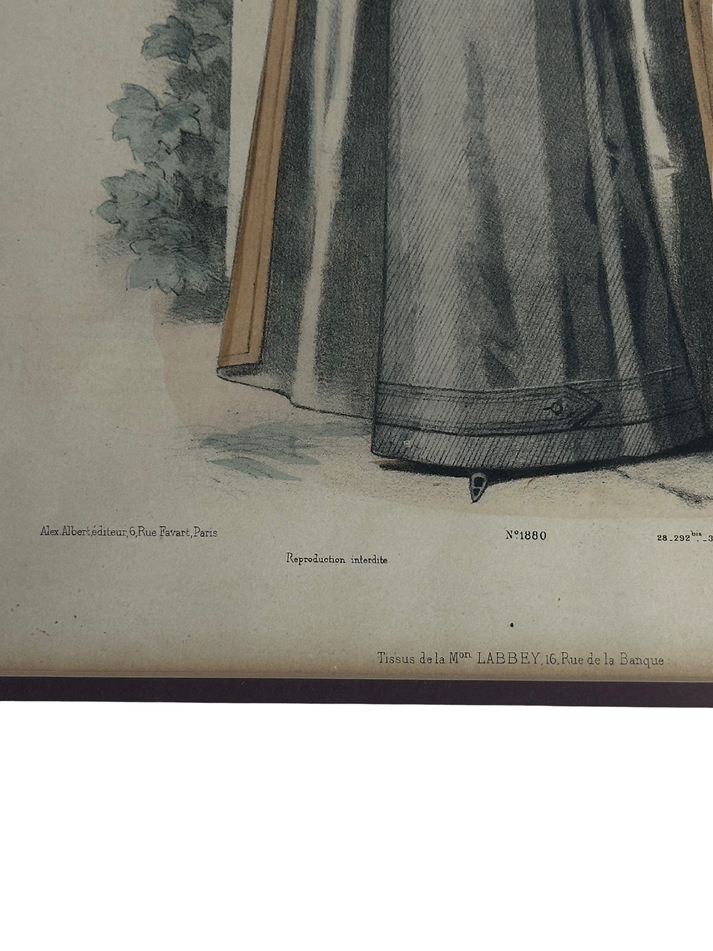 Antique Parisian Fashion Print - Woman in a Blue Dress