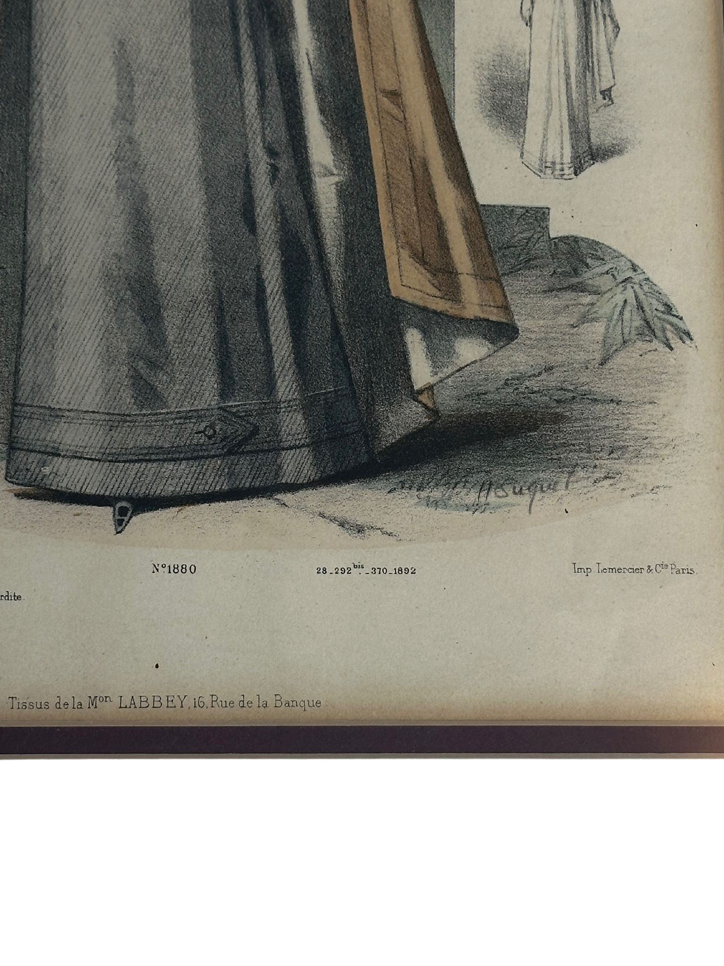 Antique Parisian Fashion Print - Woman in a Blue Dress