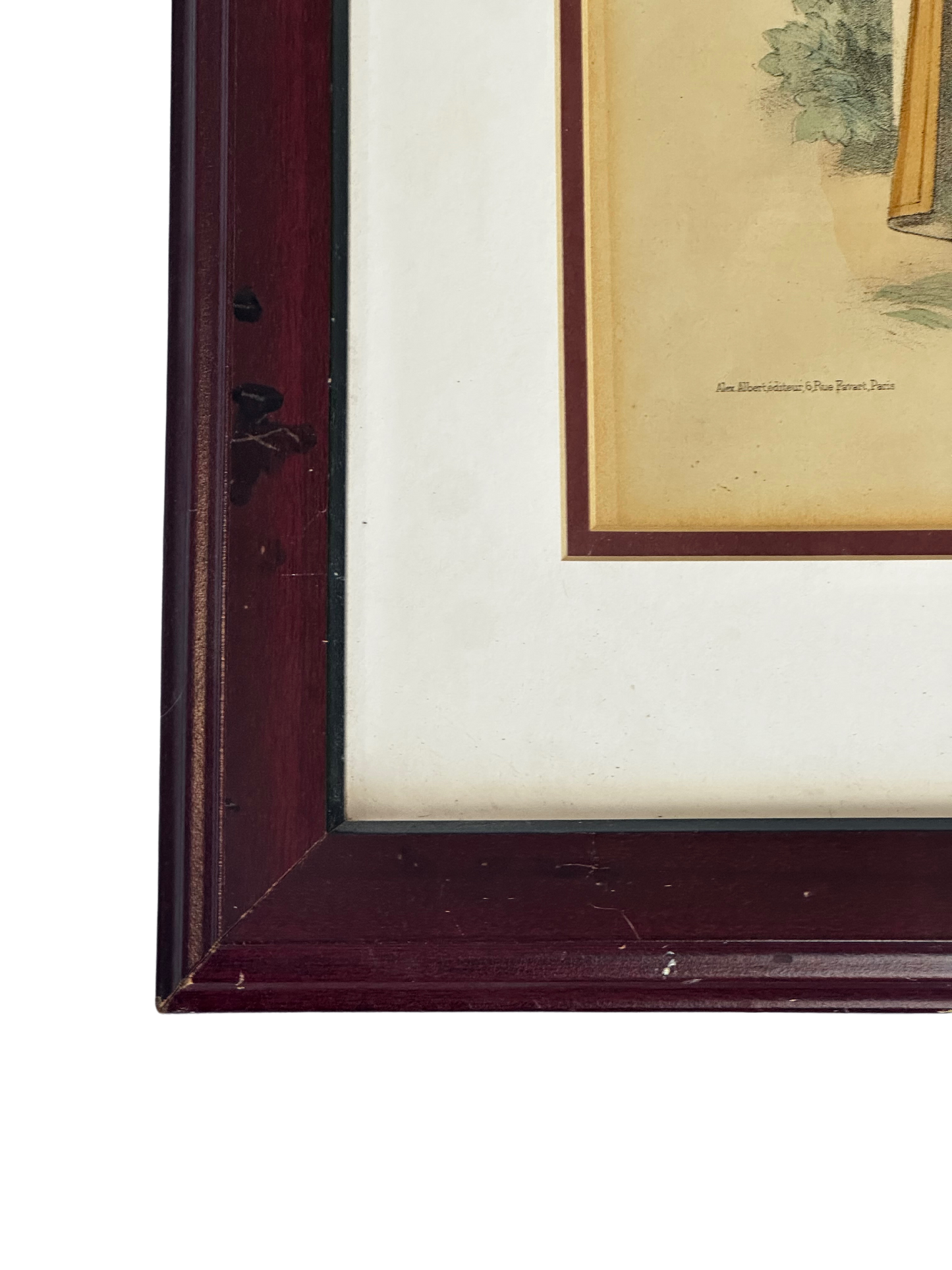 Antique Parisian Fashion Print - Woman in a Blue Dress