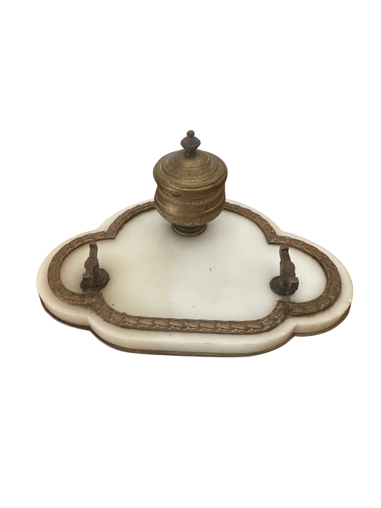Late 19th C French Marble Inkwell/Encrier Set
