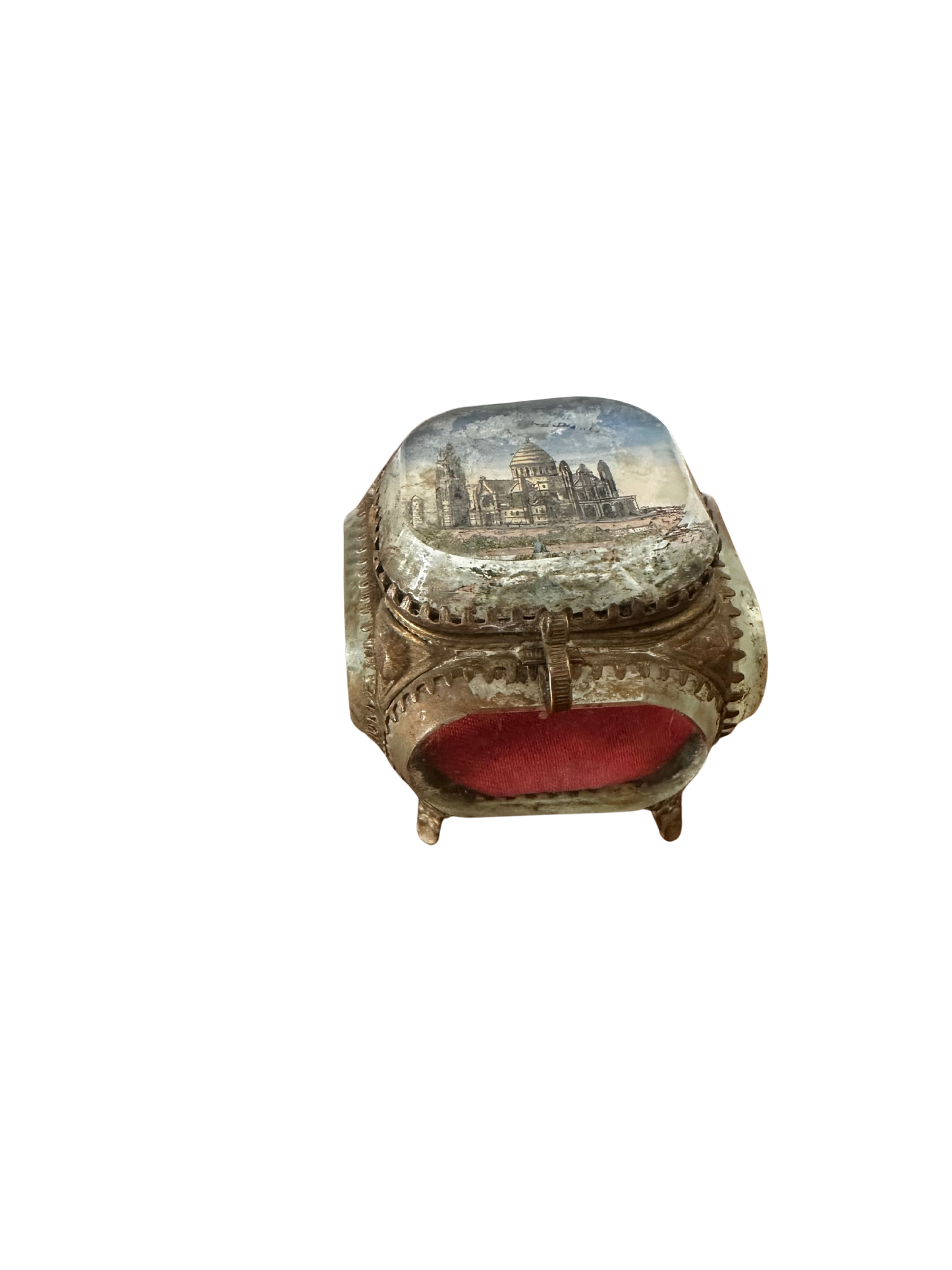 Late 19th C French Palais Royal Ormolu and Beveled Glass Grand Tour Jewelry Casket (Montmarte)