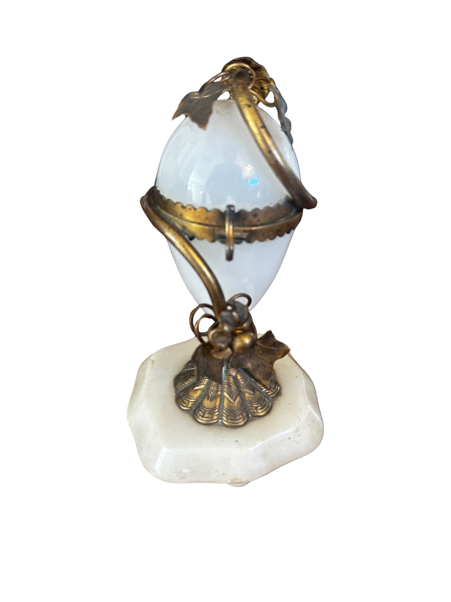 Late 19th C French Palais Royal Opaline Egg Casket