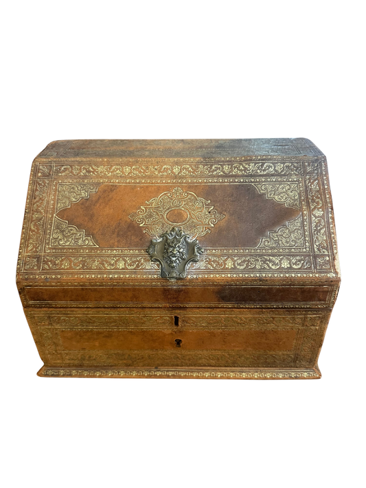 Late 19th C Maison Boissier Tooled Leather Correspondence Box