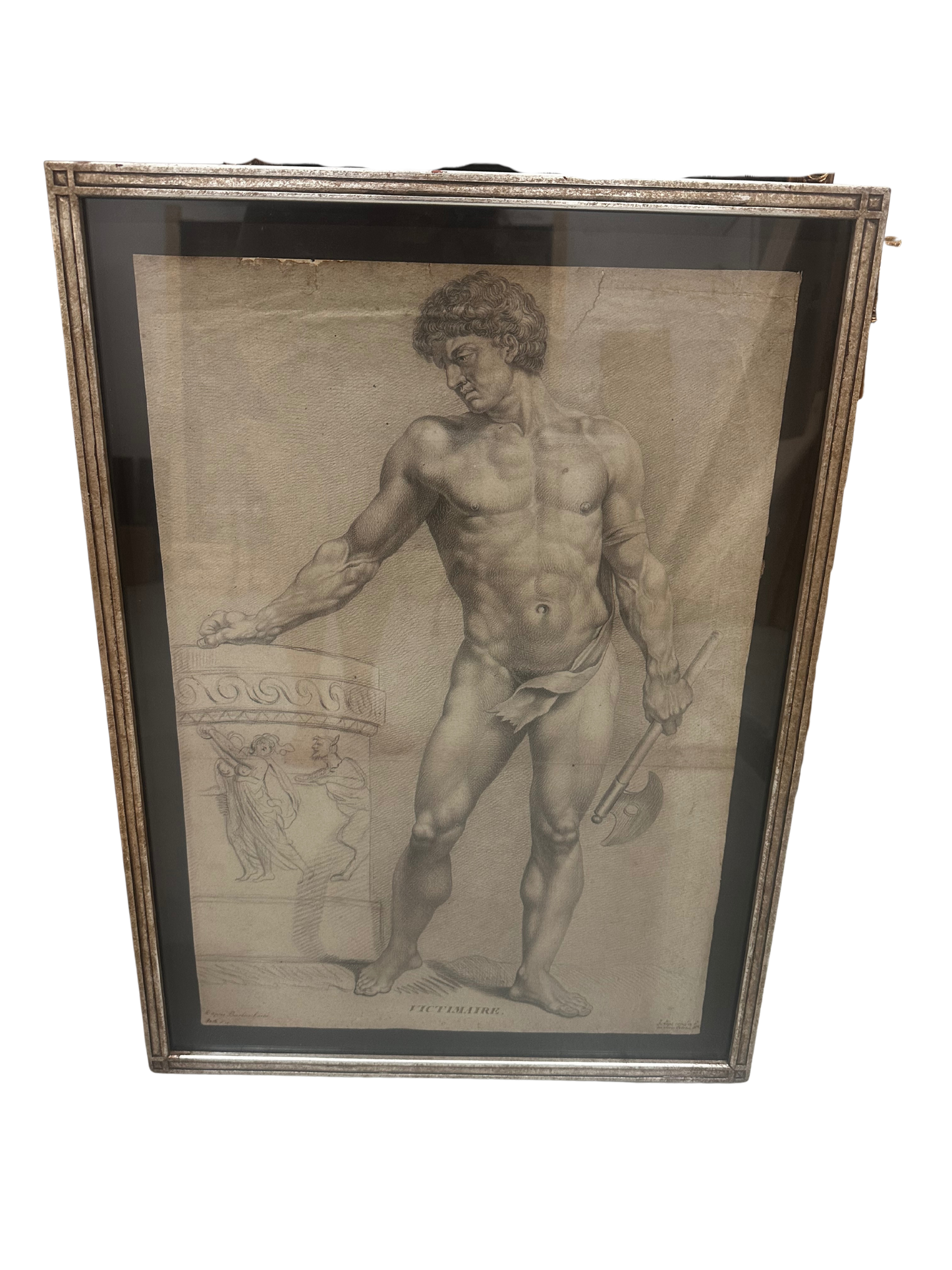 Johann Heinrich Lips (1758-1817) Black Chalk Male Nude "Victimaire"