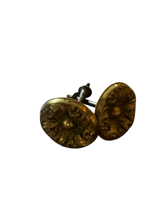 Pair of Brass Plated Rosette Curtain Tie Backs