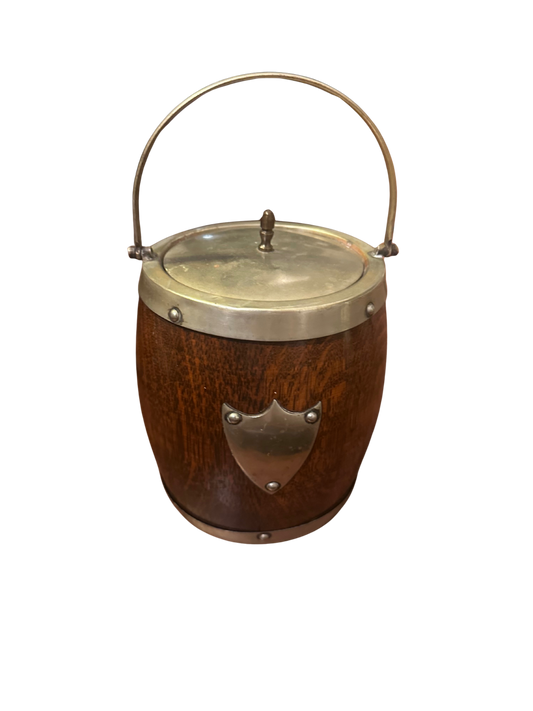 Antique Edwardian Wooden Biscuit Barrel