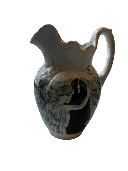 A.D. 1890 Turner's Art China Painting England Woman and Floral Pitcher