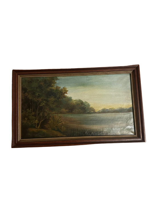 Early 20th C Oil on Canvas Moody Landscape
