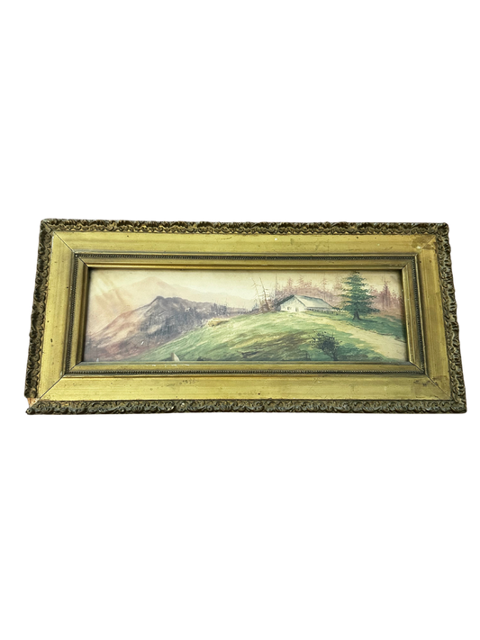 Late 19th / Early 20th C Oblong Watercolor on Paper of Alpine Scene