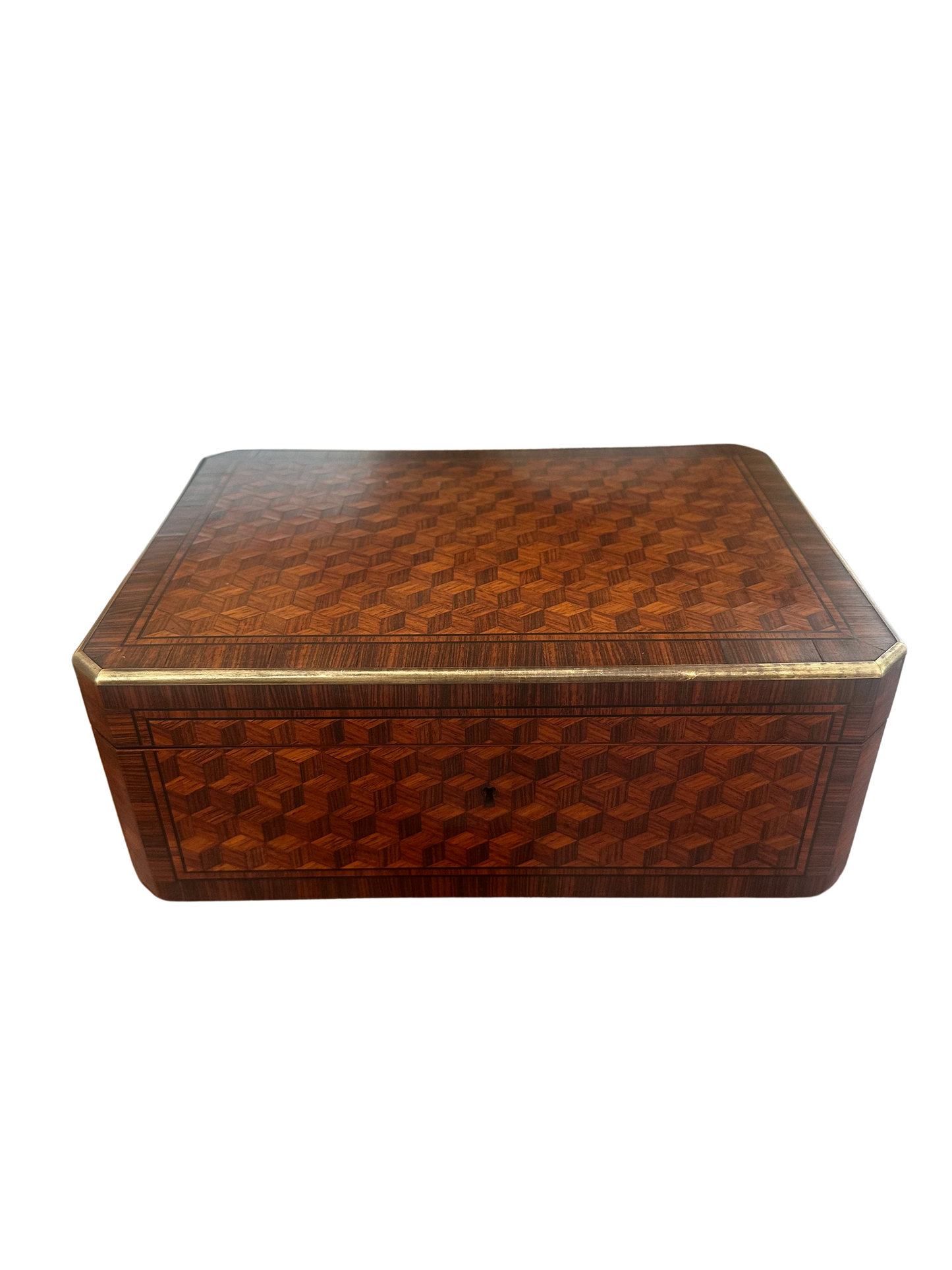 Large 19th Century Tahan Paris Cube Parquetry Table Casket / Coffret