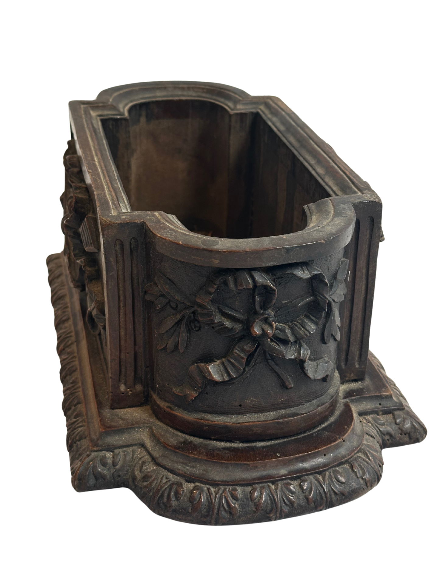 19th Century French Black Forest Style Carved Jardiniere with Musical Motif