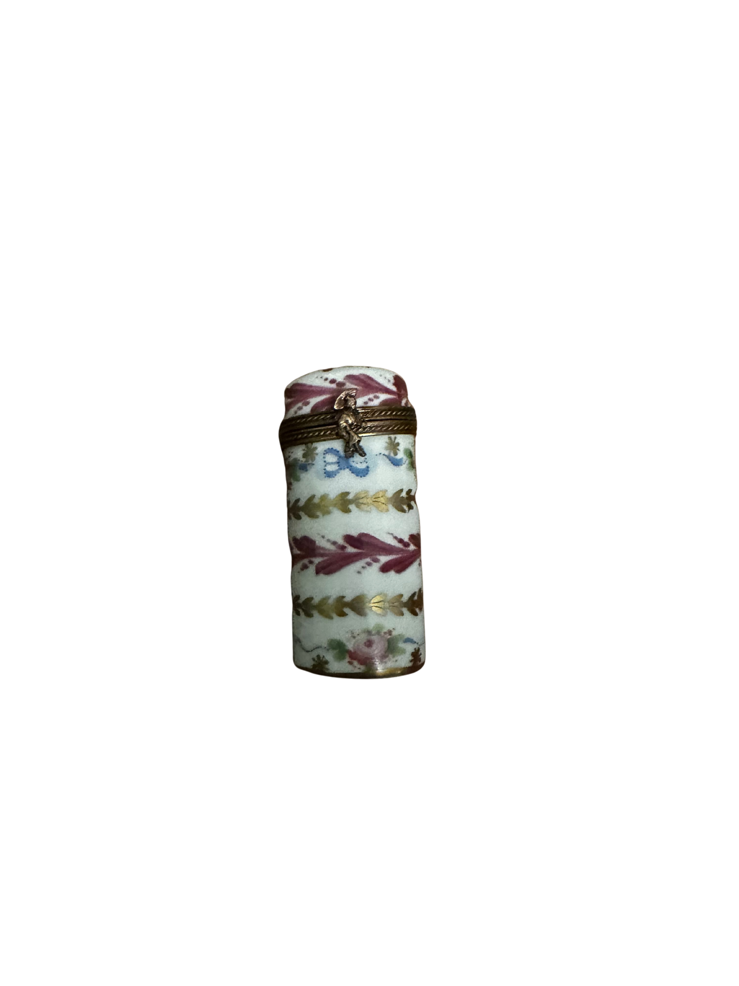 Tall Oval Cylinder Limoges Box with Woman Clasp