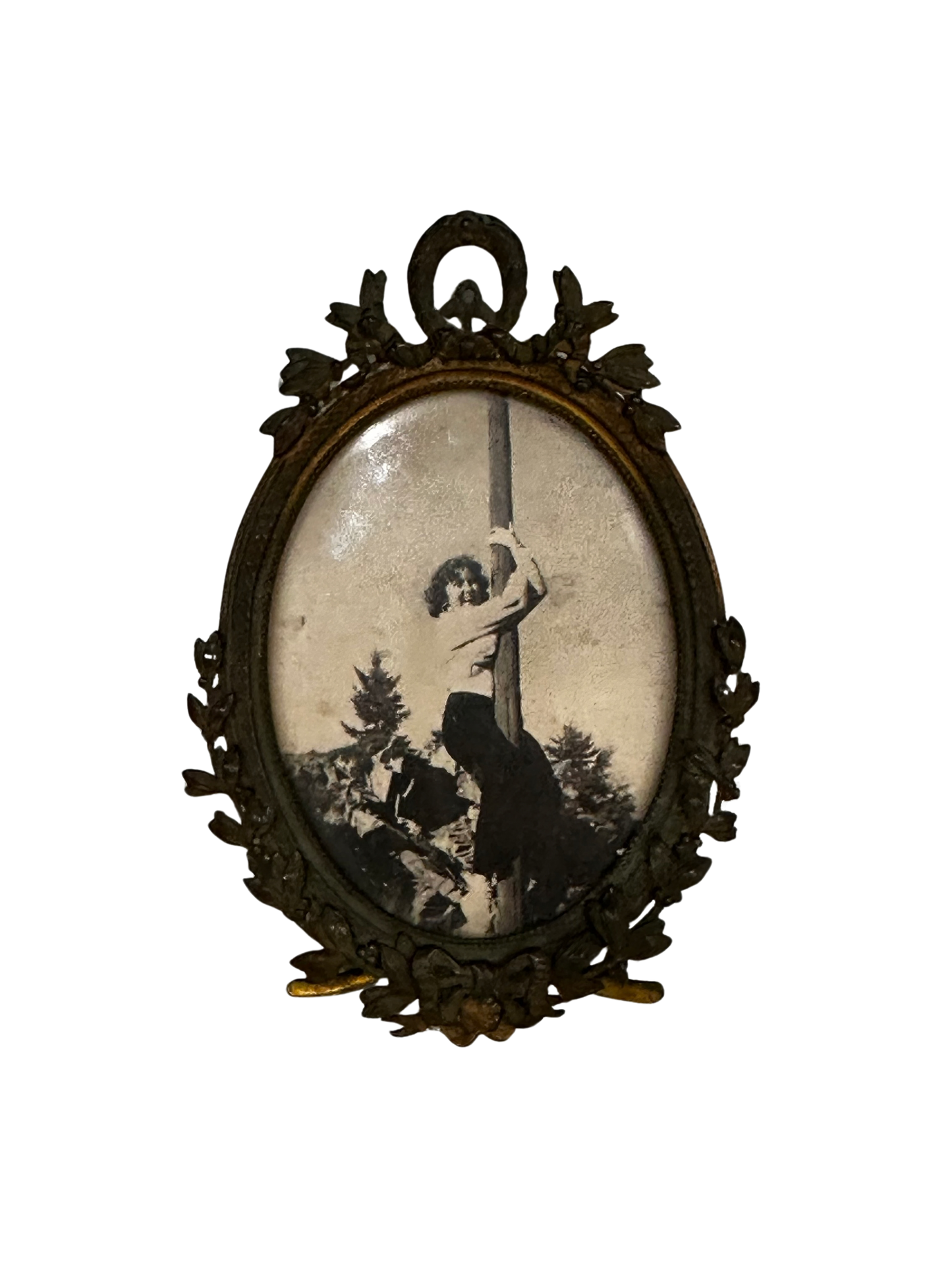 Late 19th C/Early 20th C French Louis XVI Style Gilt Bronze Oval Portrait Frame - Marked "FRANCE"