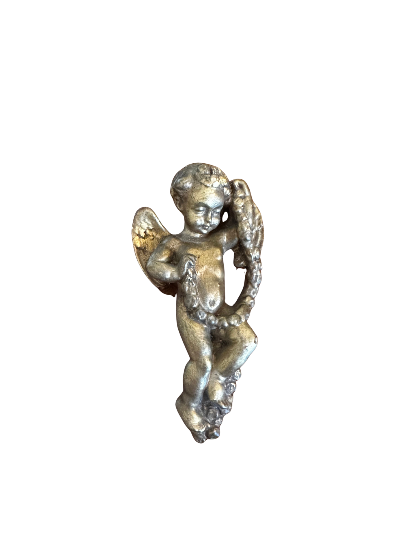Antique Giltwood Composition Cherub Wall Appliqué / Furniture Mount