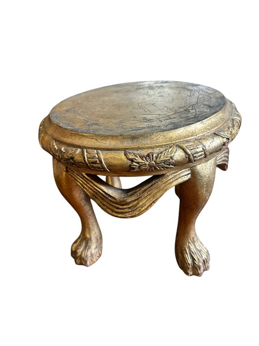 Mid-20th C Gilded Italian Pedestal Stand with Lion Feet