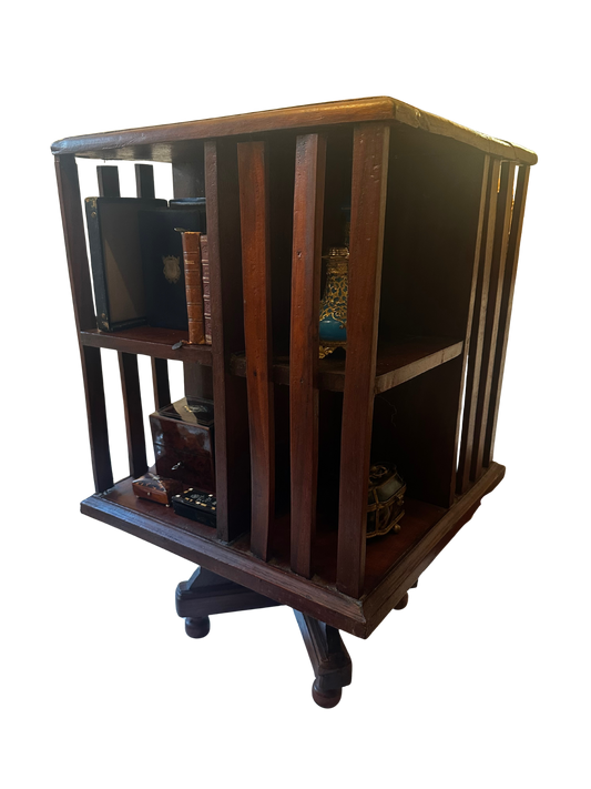 19th C English Mahogany Two-Tier Rotating Bookstand