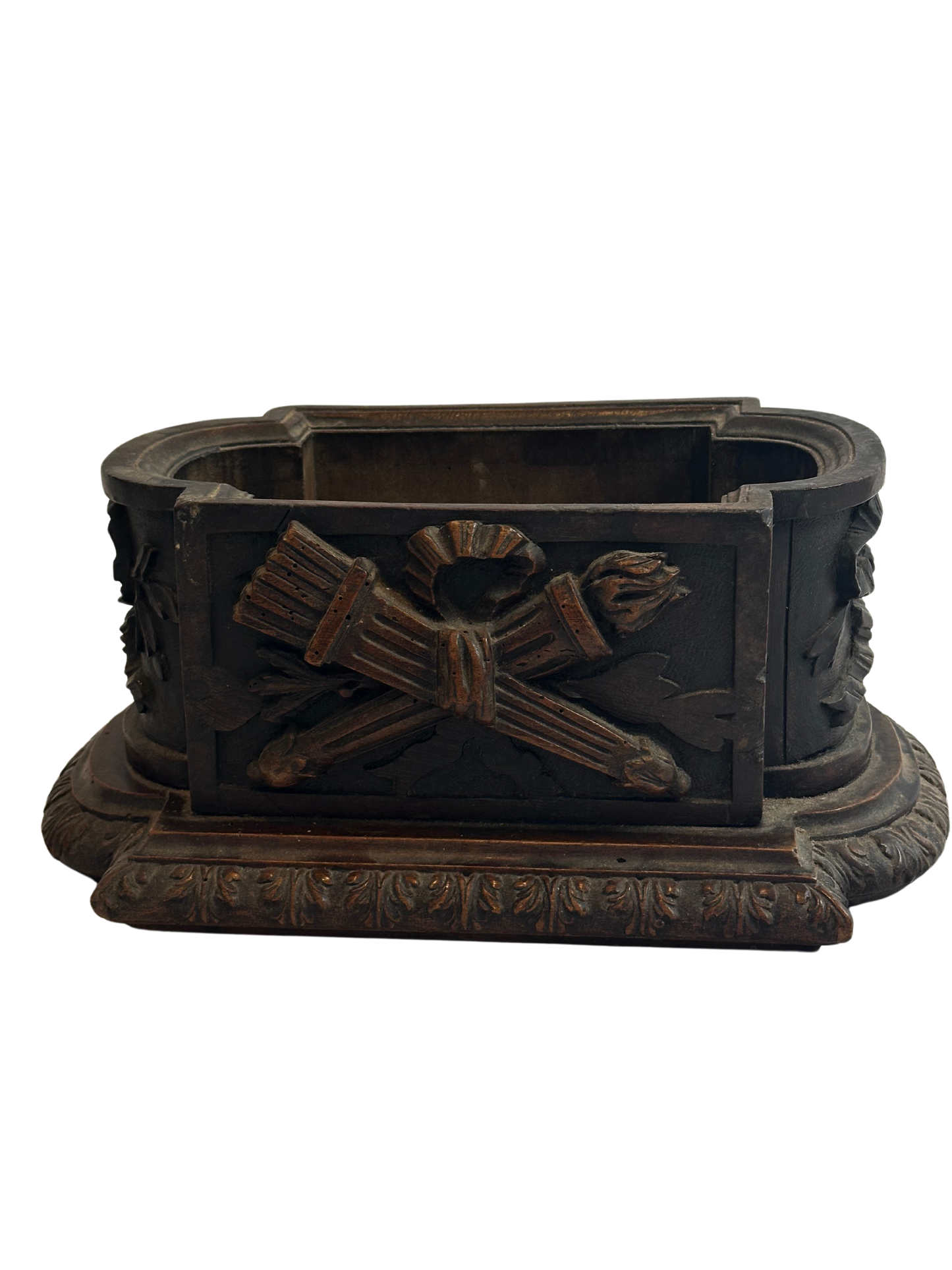 19th Century French Black Forest Style Carved Jardiniere with Musical Motif