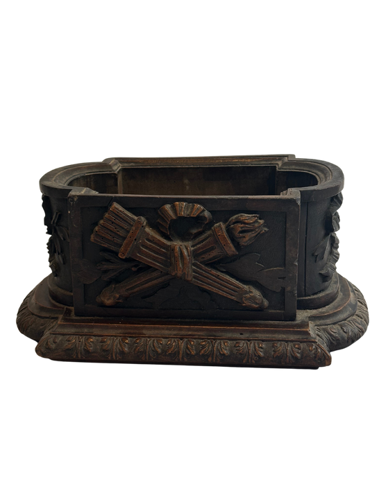 19th Century French Black Forest Style Carved Jardiniere with Musical Motif
