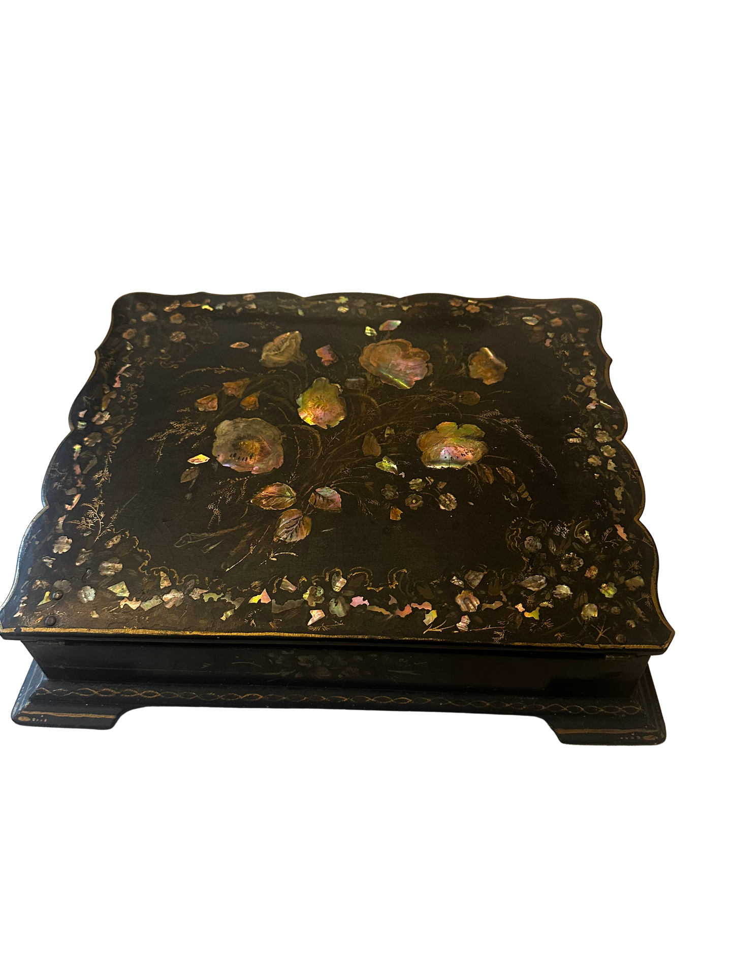 Victorian Mother-of-Pearl Inlaid Papier-Mâché Writing Slope